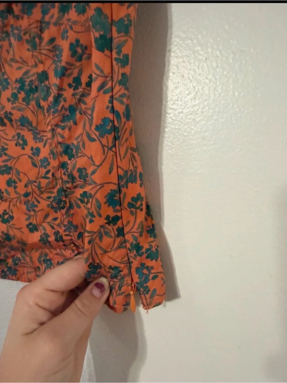 Madewell Burnt Orange Floral Scoop-Neck Cap Sleeve Cotton Blouse